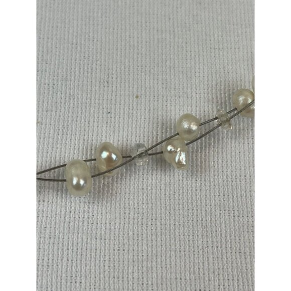 Vintage Faux Freshwater Pearl Clear Bead Multi-Strand Necklace Dainty - Picture 7 of 7